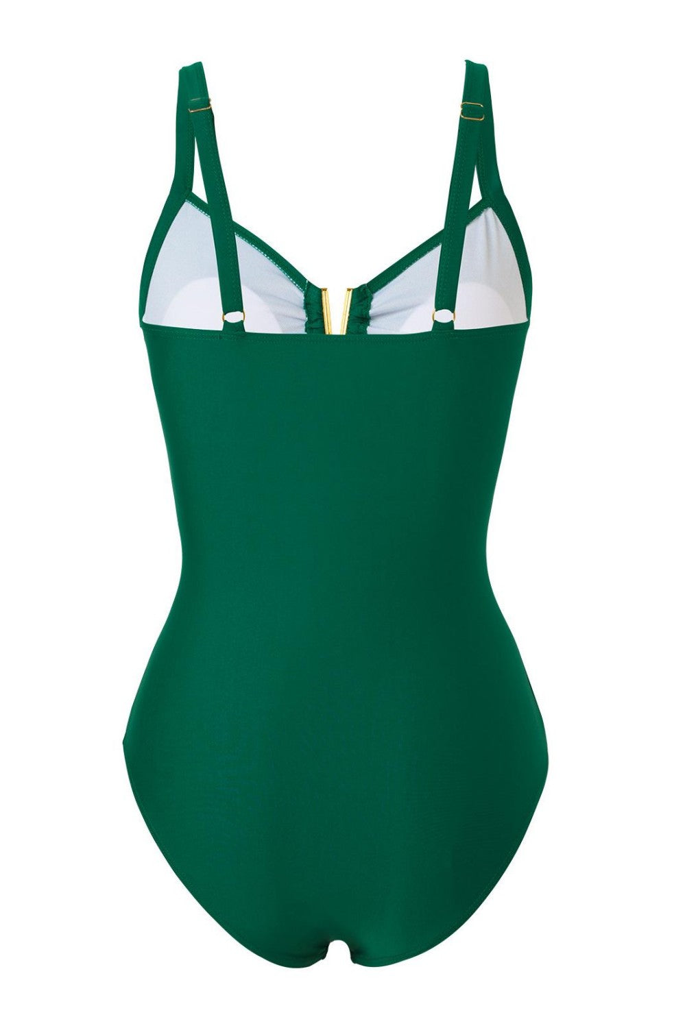 Ruched One-Piece Swimsuit With Metal V Detail