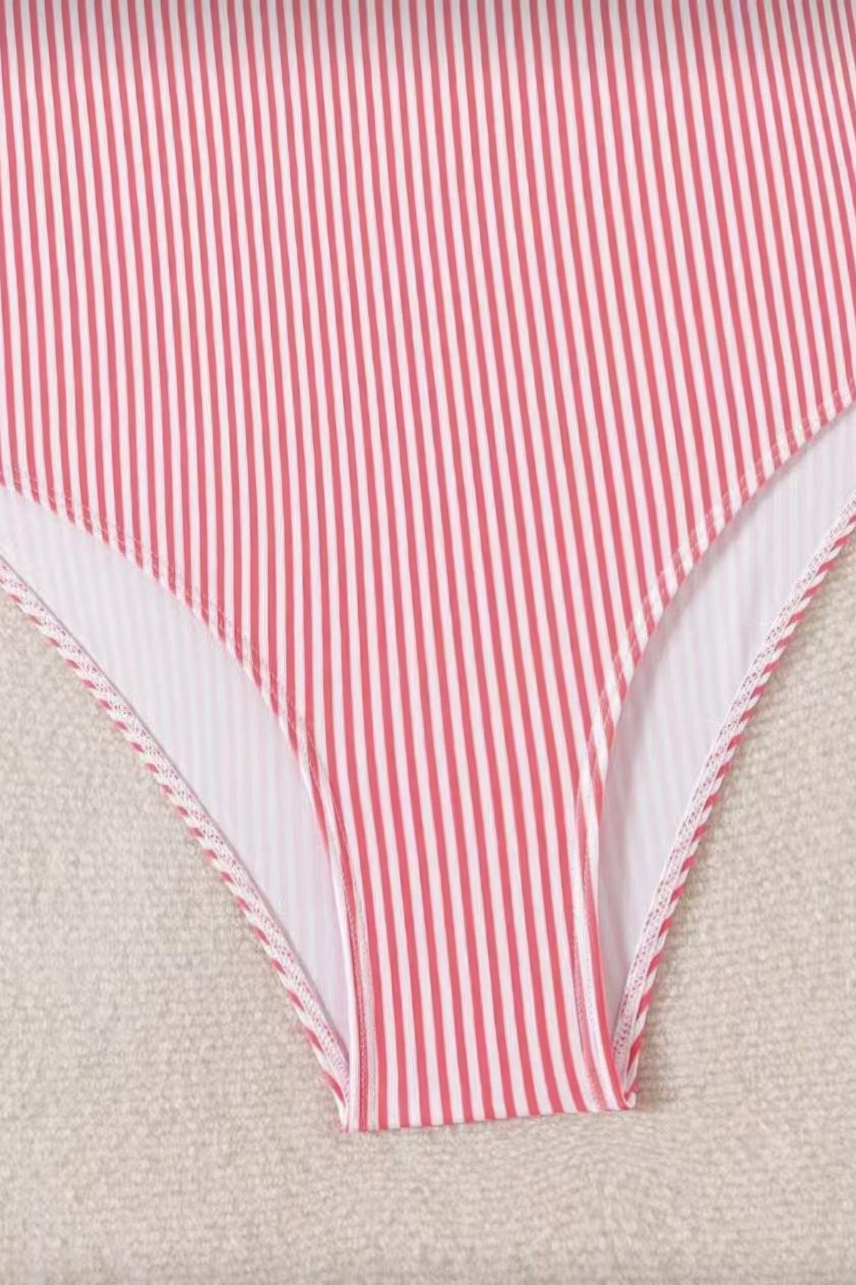Seersucker Tie Shoulder One Piece Swimsuit