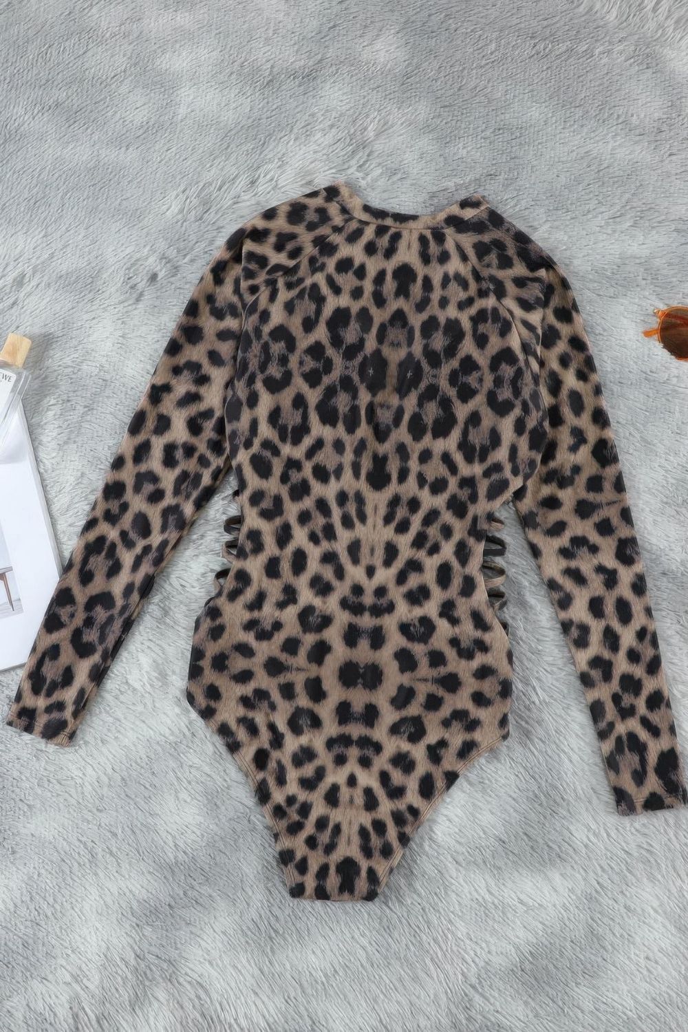 Manga larga hueca, monokini de surf con cremallera y pierna alta