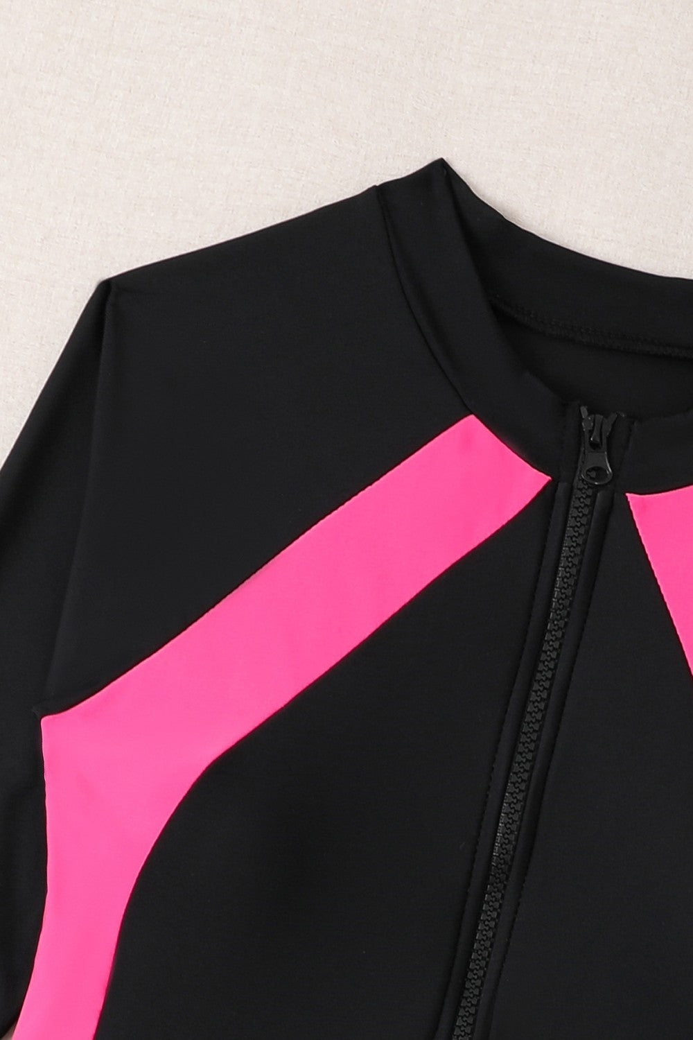 Stripe-Zipper-Long-Sleeve-UV-Protection-One-Piece-Swimsuit1