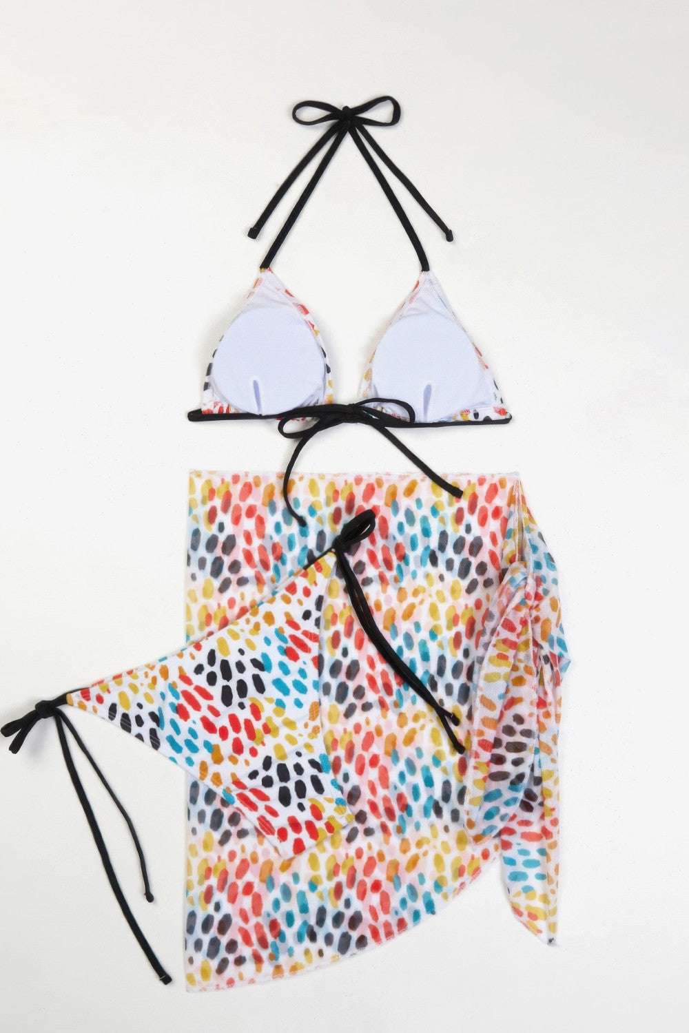 Conjunto de bikini de tres piezas con pañuelo para atar