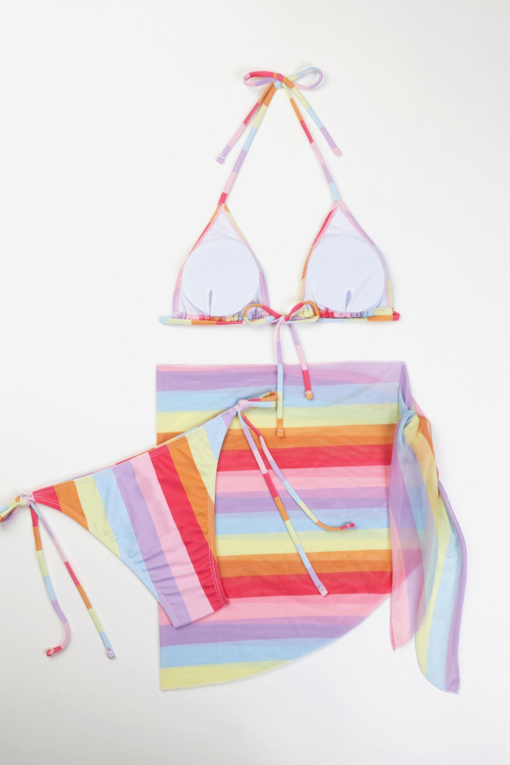 Conjunto de bikini de tres piezas con pañuelo para atar