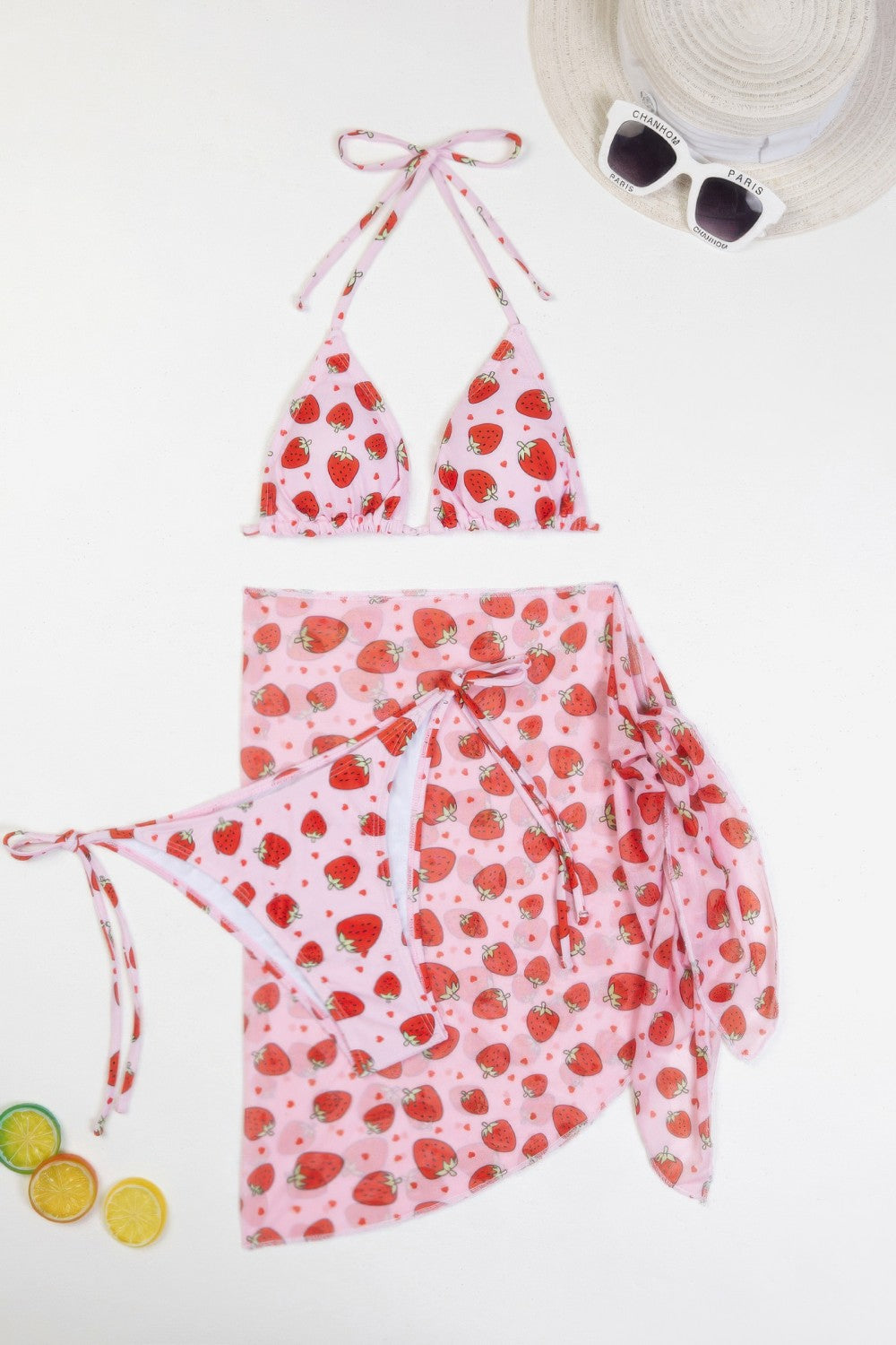 Conjunto de bikini de tres piezas con pañuelo para atar