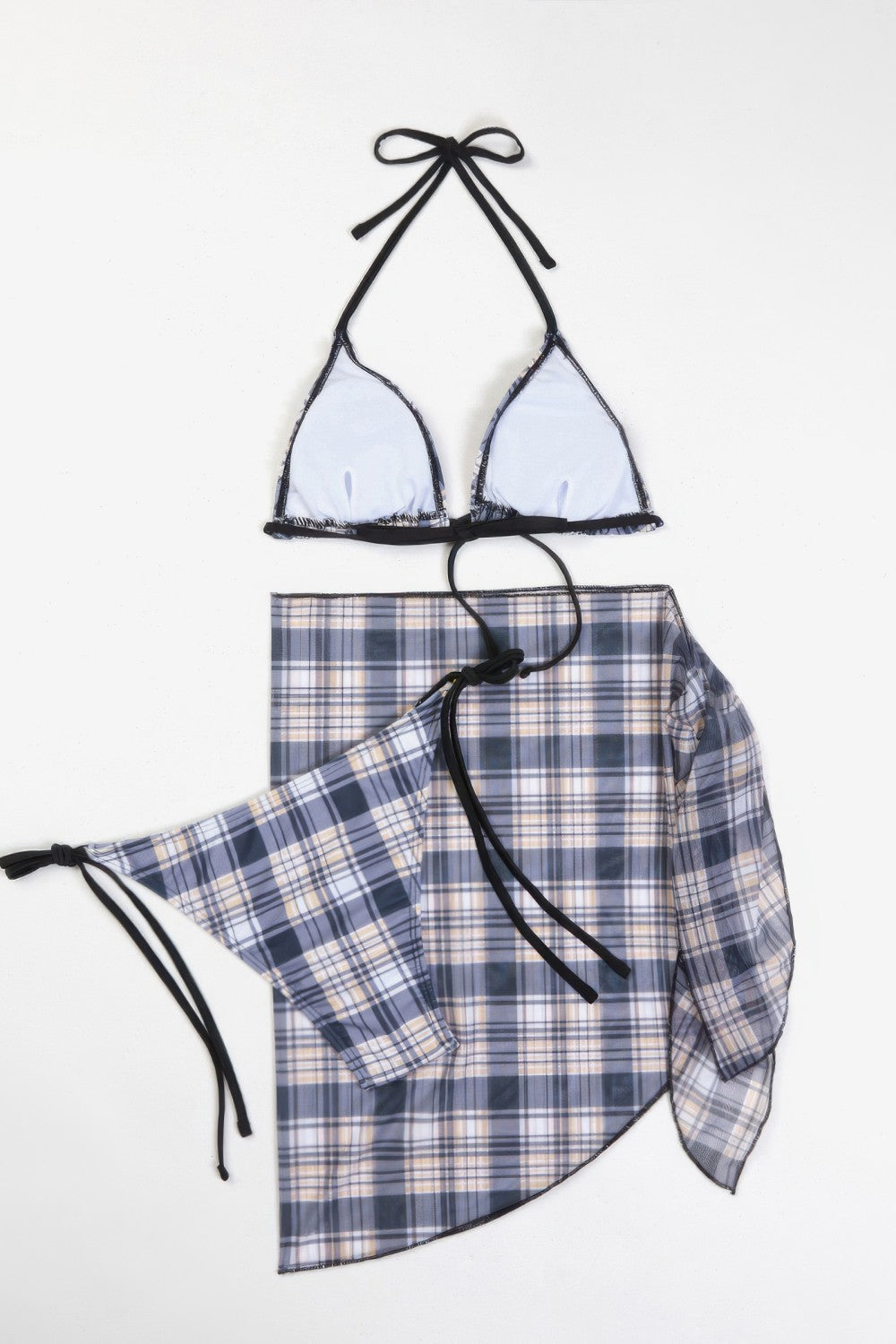 Conjunto de bikini de tres piezas con pañuelo para atar
