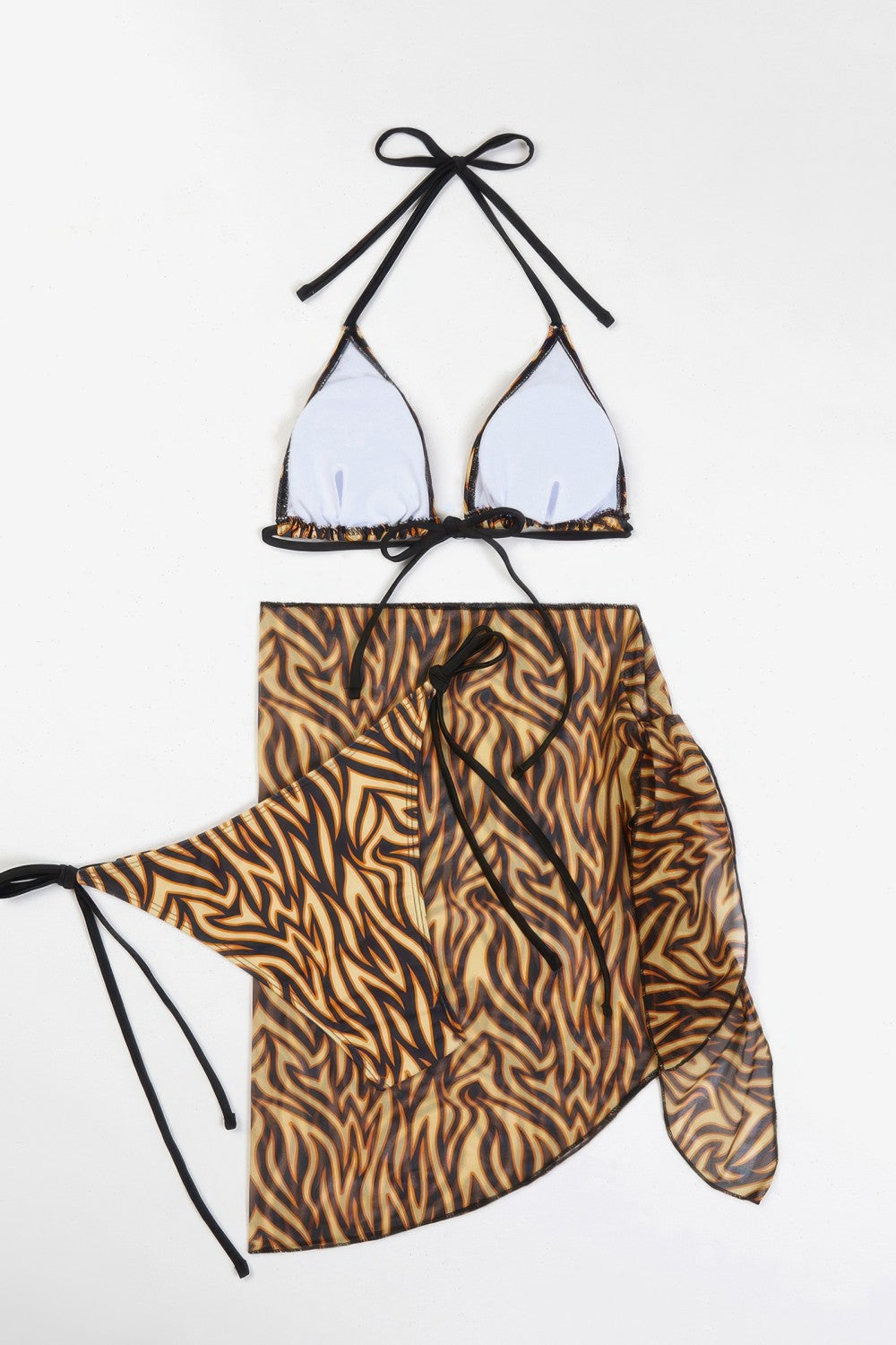 Conjunto de bikini de tres piezas con pañuelo para atar