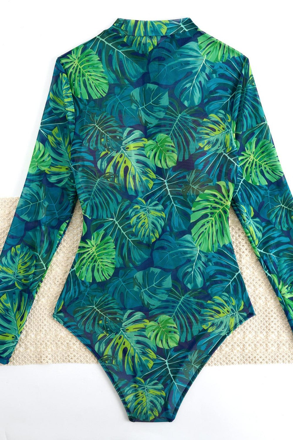 Vintage Print Zipper One-Piece Swimsuit