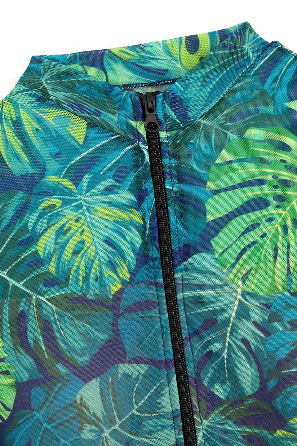 Vintage Print Zipper One-Piece Swimsuit