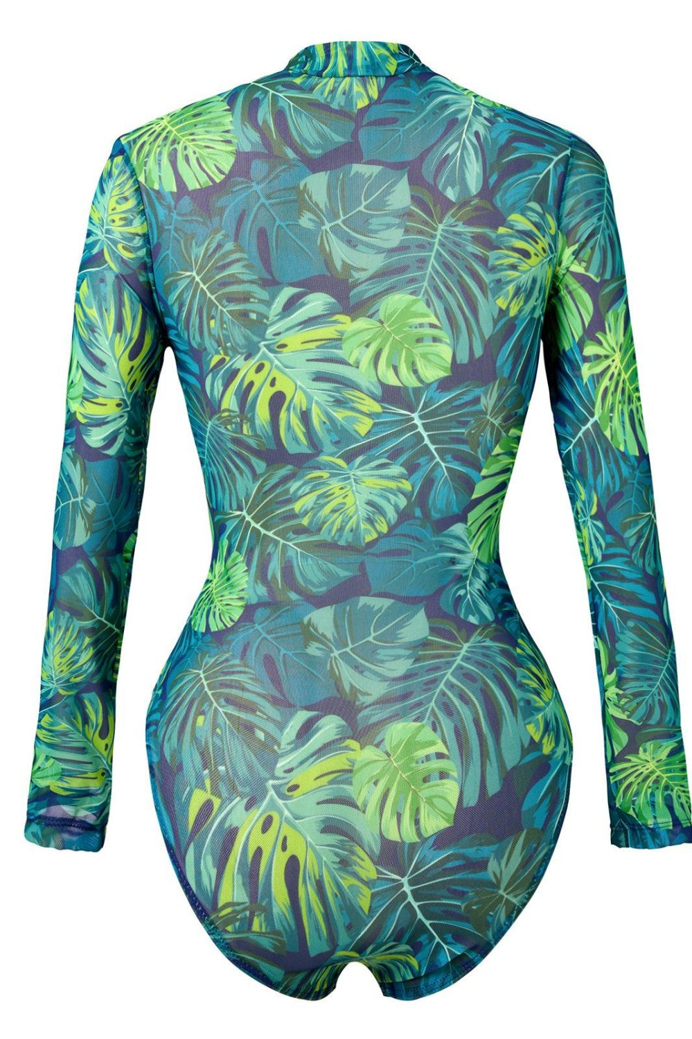 Vintage Print Zipper One-Piece Swimsuit