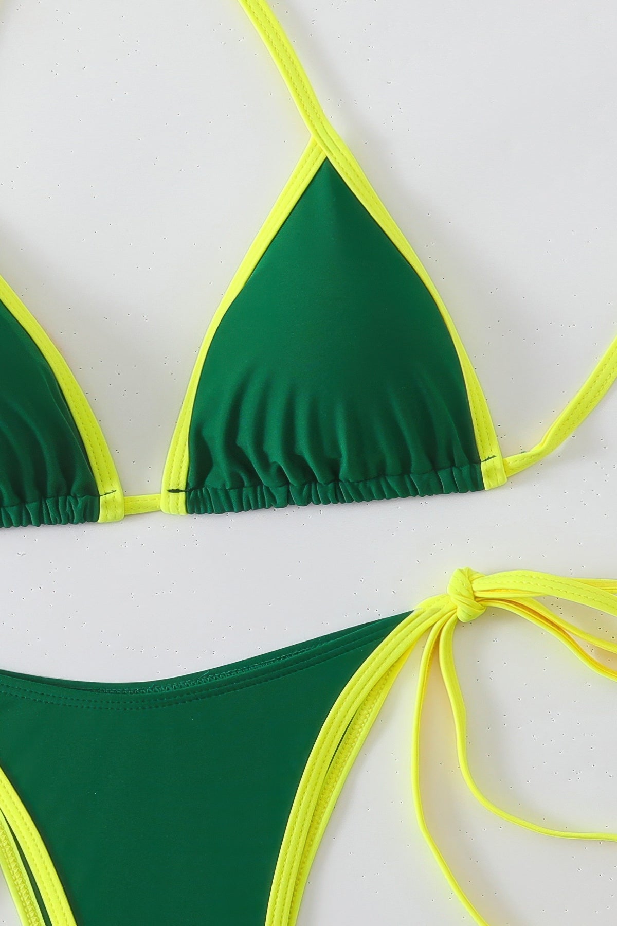 Contrast Trim Triangle Bikini Set Side Tie Two Piece Swimsuit
