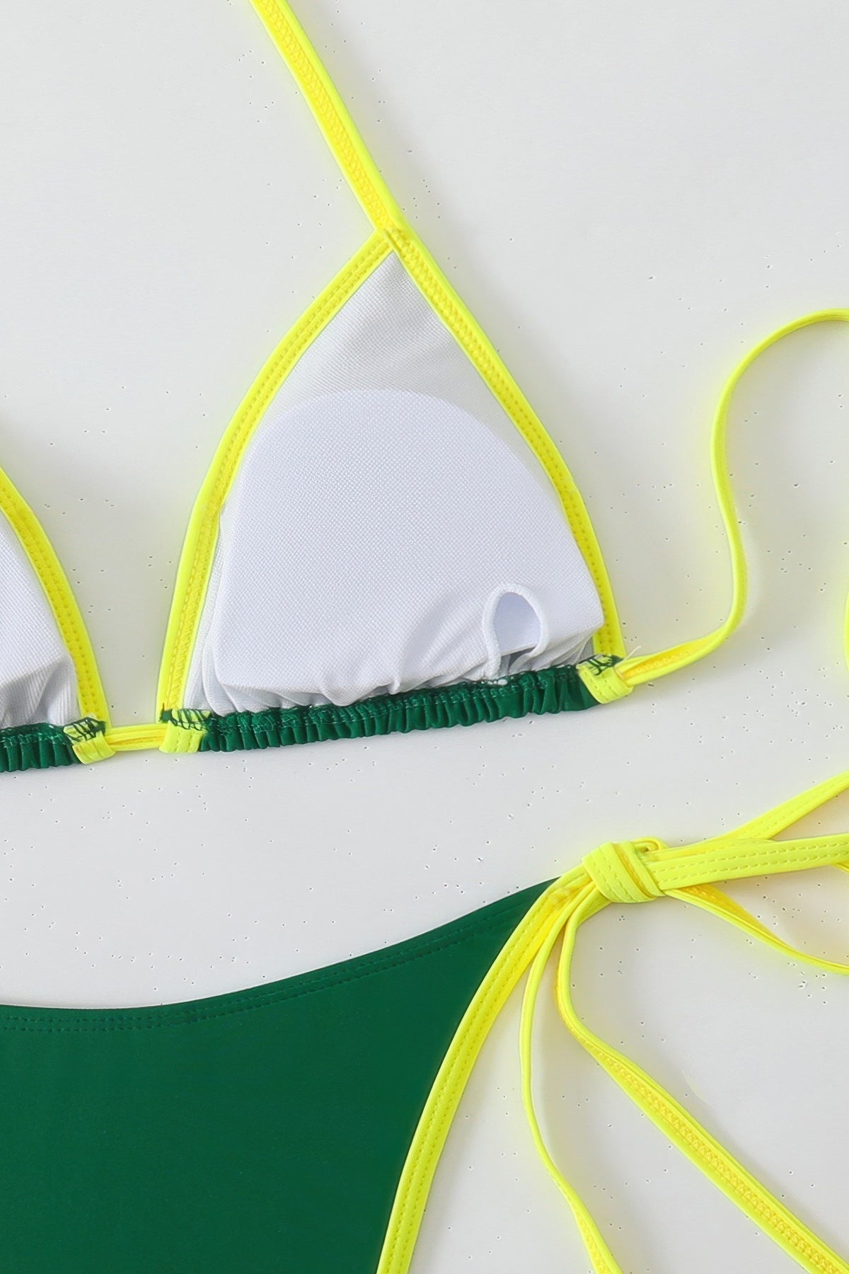 Contrast Trim Triangle Bikini Set Side Tie Two Piece Swimsuit