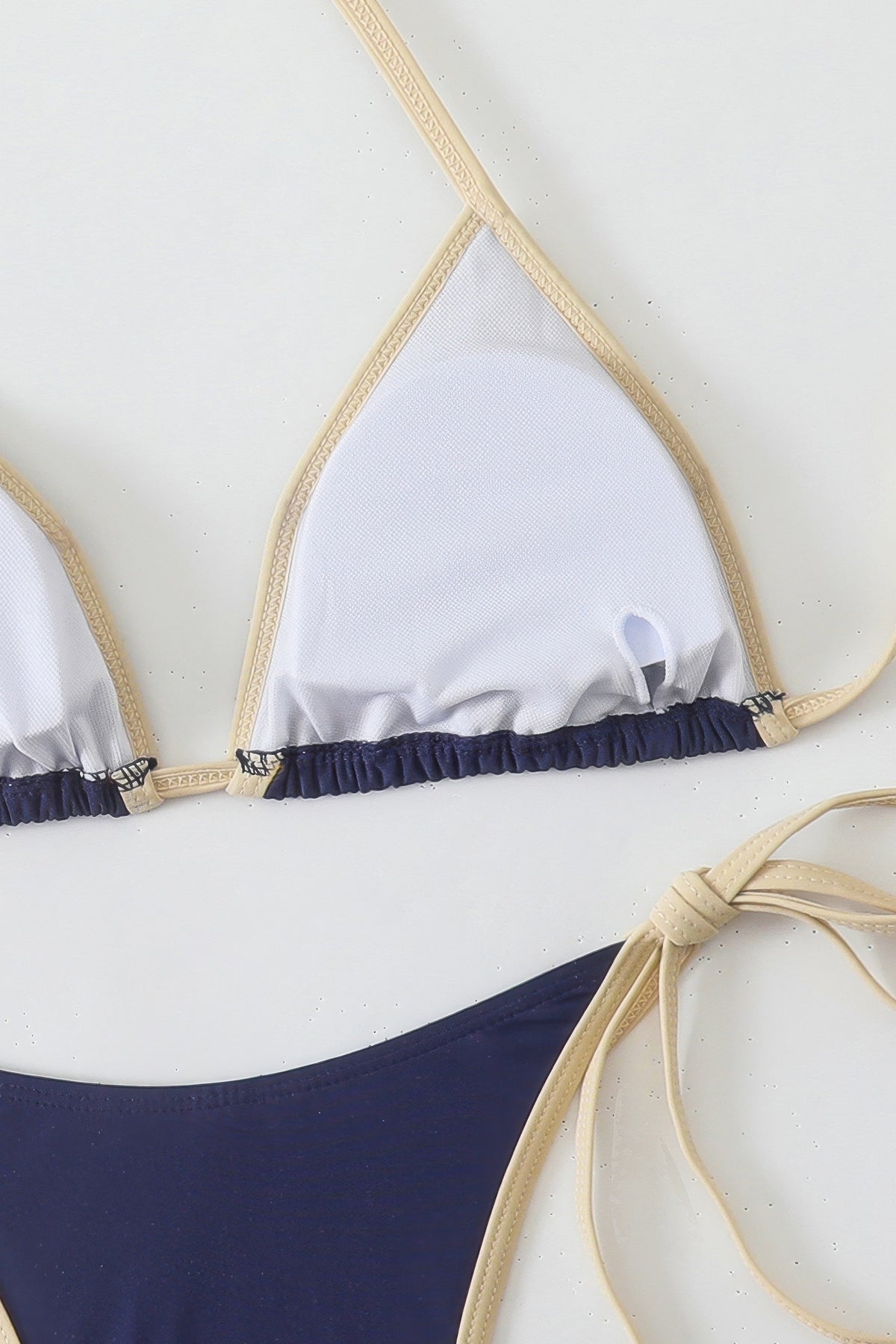 Contrast Trim Triangle Bikini Set Side Tie Two Piece Swimsuit