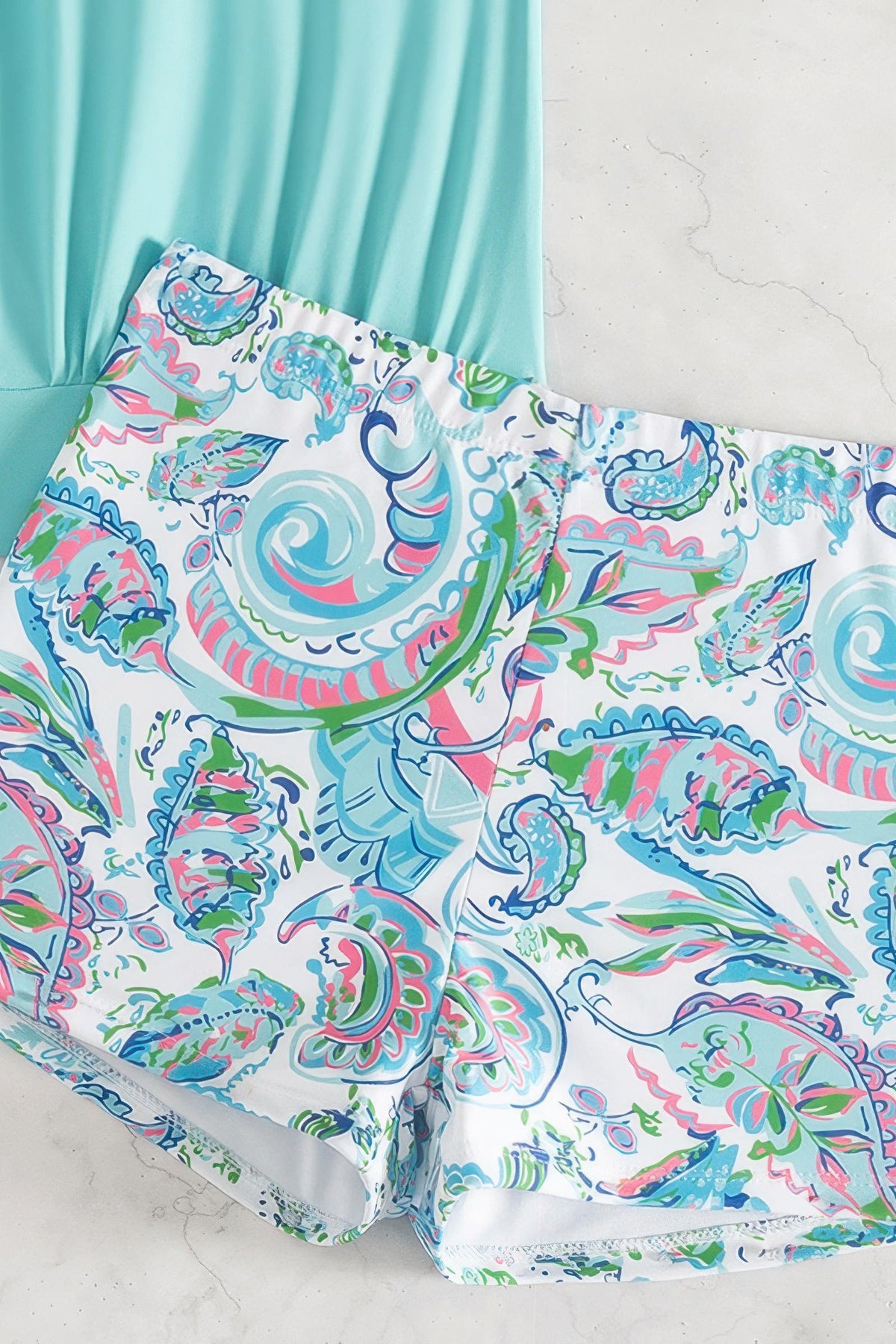 Floral Print Blouson Tankini Set Loose Fit Boy Shorts Two Piece Swimsuit