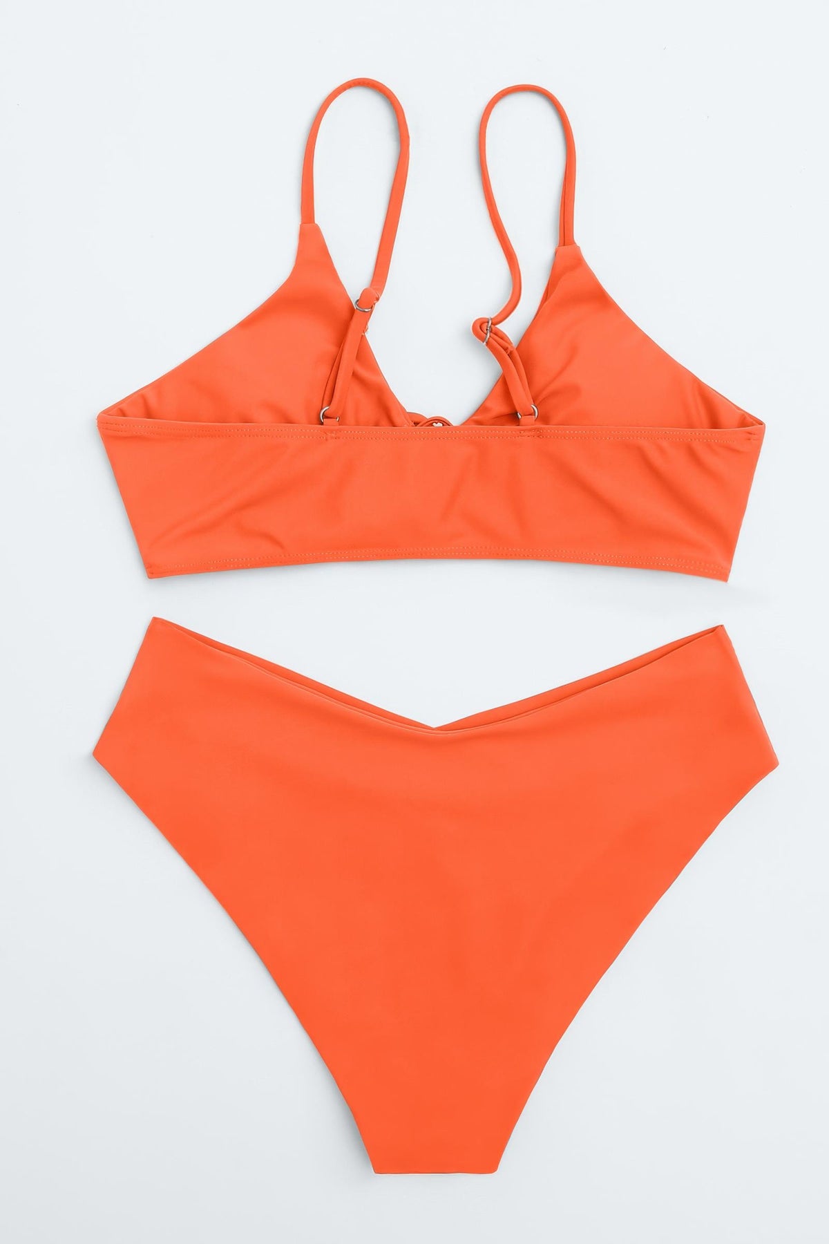 Front Tie O Ring High Waisted Bikini Set Cross Waist Two Piece Swimsuit