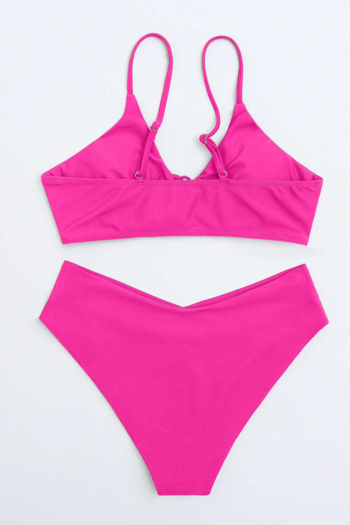 Front Tie O Ring High Waisted Bikini Set Cross Waist Two Piece Swimsuit