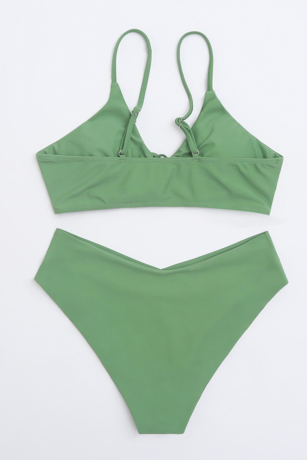 Front Tie O Ring High Waisted Bikini Set Cross Waist Two Piece Swimsuit