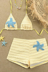 Glitter Starfish Smocked Triangle Bikini Set