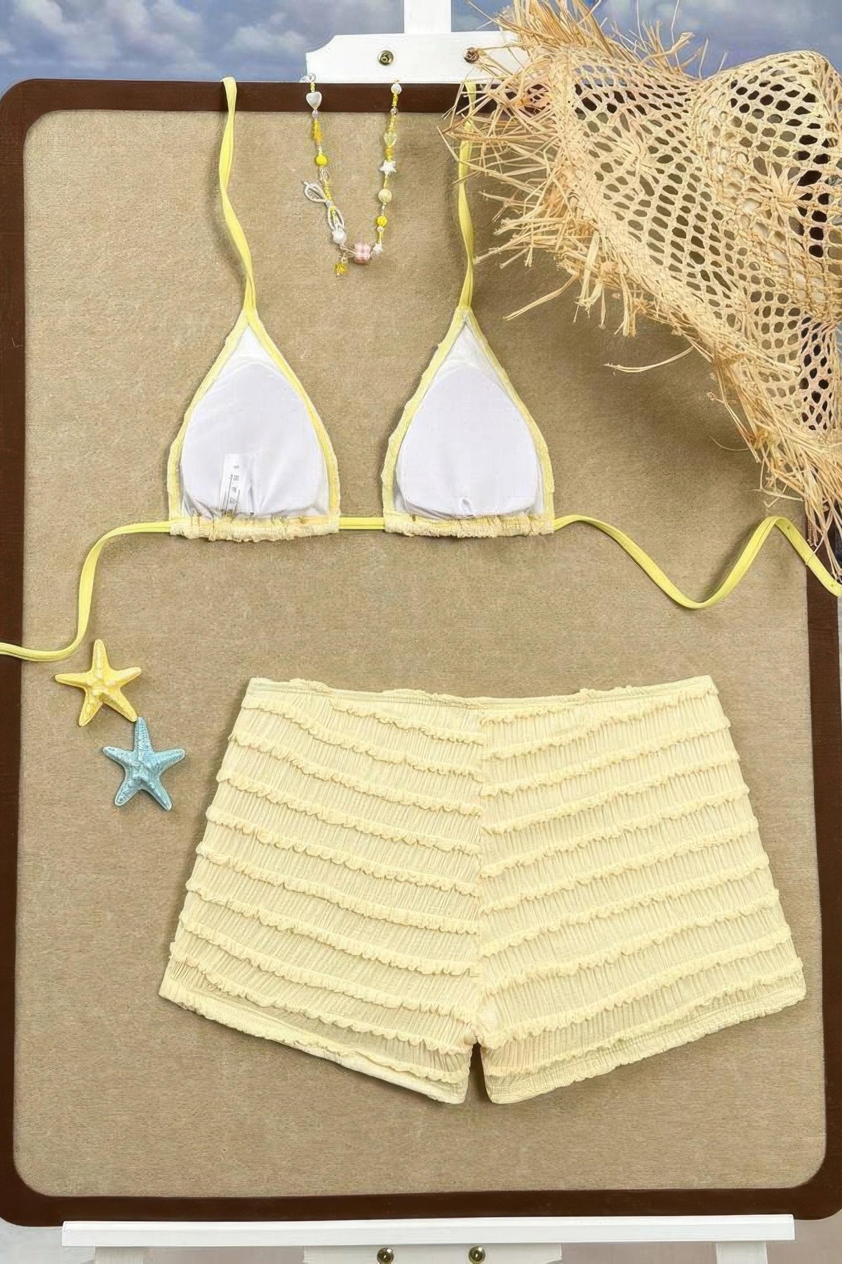 Glitter Starfish Smocked Triangle Bikini Set