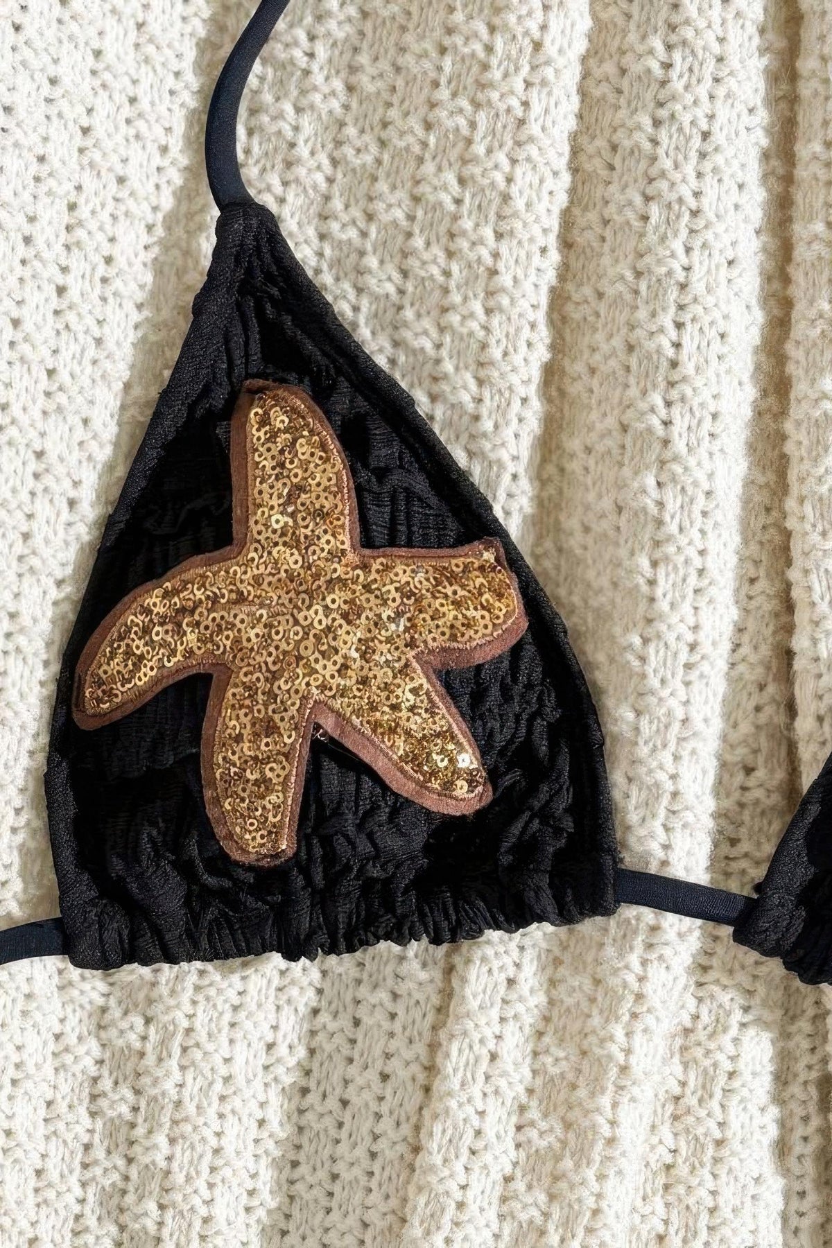 Glitter Starfish Smocked Triangle Bikini Set