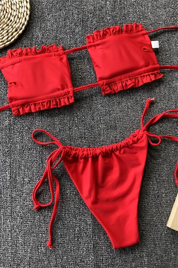 Bandgae-Ruffled-Hollow-Out-Bikini-Sets-Red