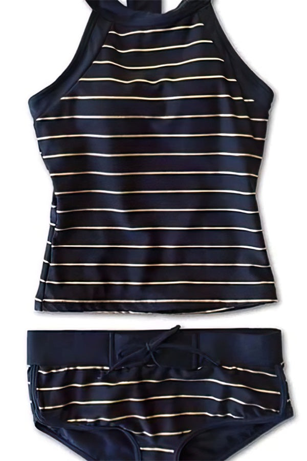 Black-Stripe-High-Neck-Sport-Bathing-Suit