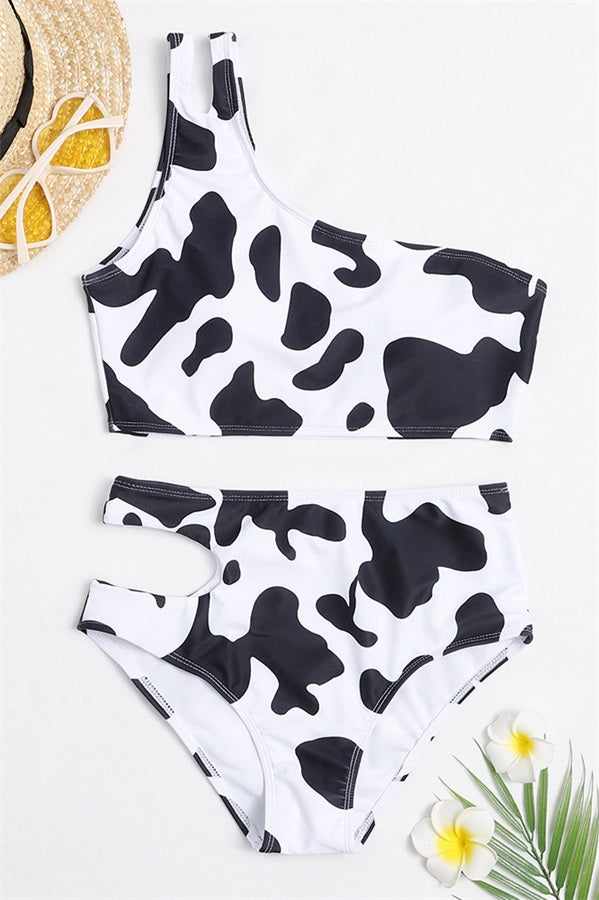 Cow Print Cut Out High Waist Two Piece Bikini Set – BelaWave