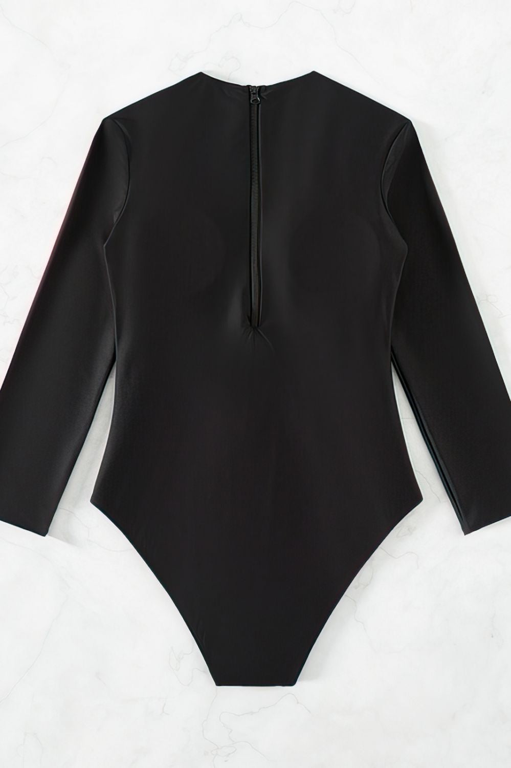 Cut Out One Piece Swimsuit High Neck Long Sleeve Bathing Suit