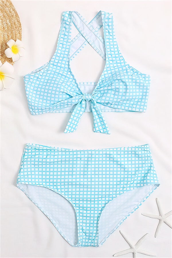 Cute-Lattice-Teenage-Bikini-Two-Pieces-Bathing-Suits-Blue-Green