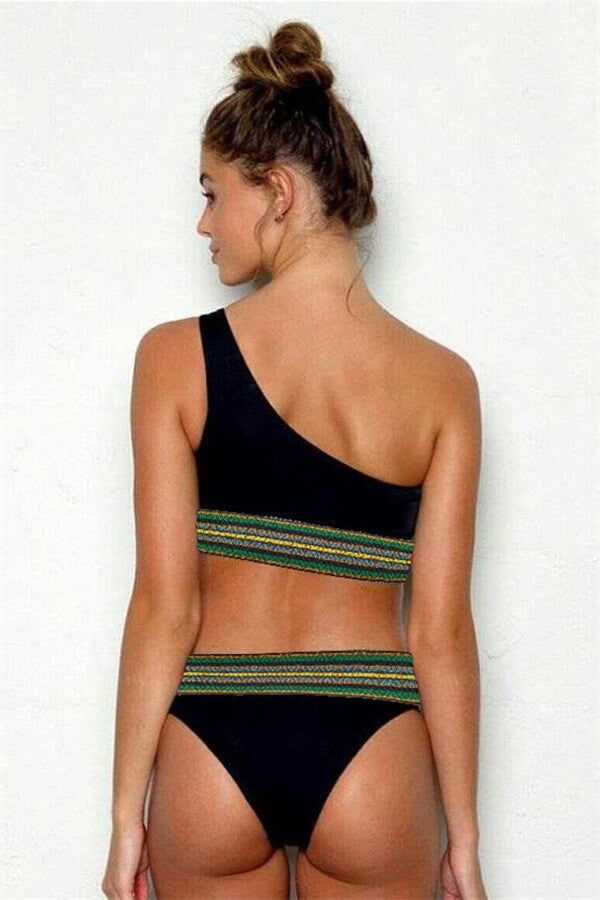 Bikini à une épaule brodée ethnique Image secondaire du produit