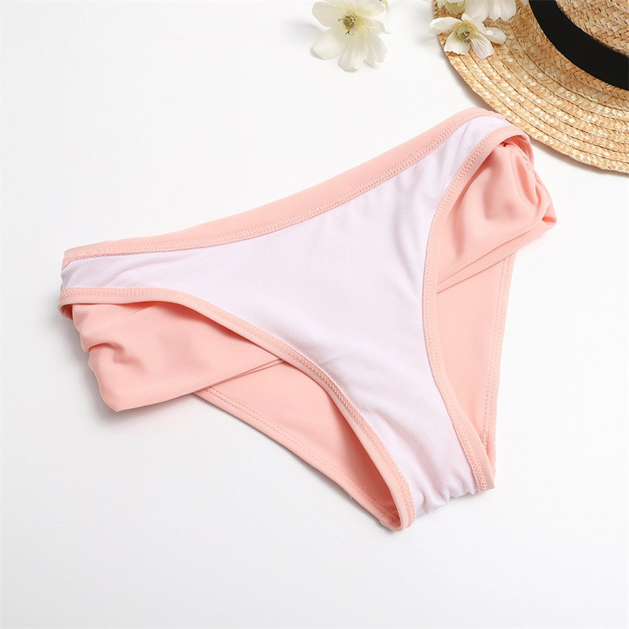 Pink-Front-Tie-High-Waisted-Bikini-Two-Piece-Set