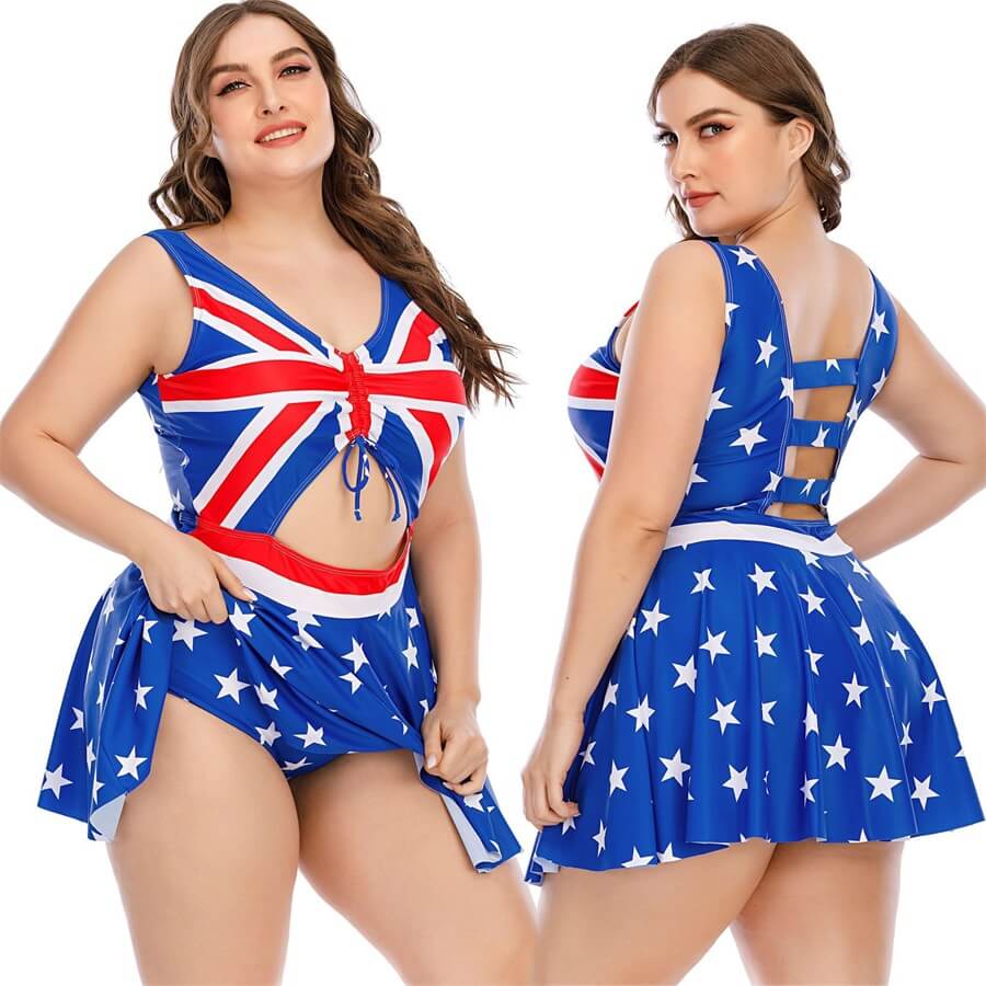 Plus-Size-One-Piece-Dress-Tankini-Swimsuit-Uk-Flag