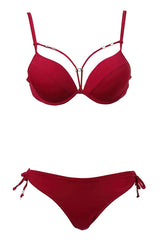 Sexy-Solid-Bandage-Push-Up-Two-Piece-Bikini-Red