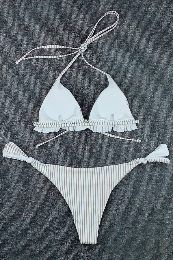 Sexy Stripe High Waist Brazilian Two Piece Bikini Set