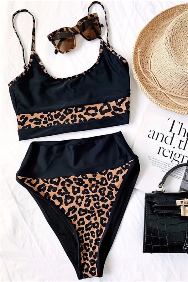 Stitched Leopard Print Bikini Two Piece Swimsuit Secondary image