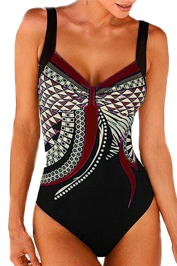 Wine-Women-Push-Up-Plus-Size-One-Piece-Swimwear