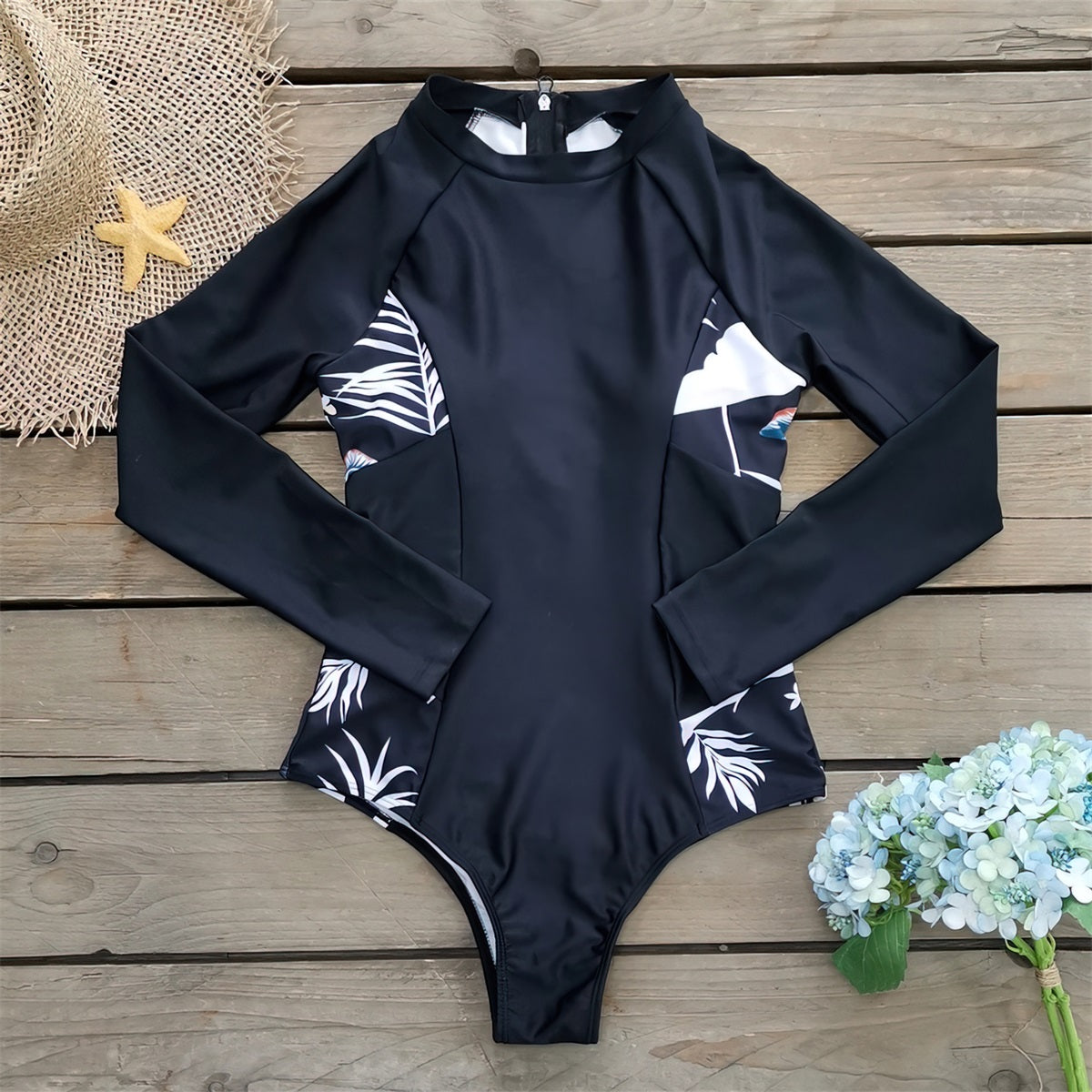 Womens Long Sleeve Bathing Suit One Piece Back Zipper BelaWave Womens Long Sleeve Bathing Suit One Piece Back Zipper BelaWave