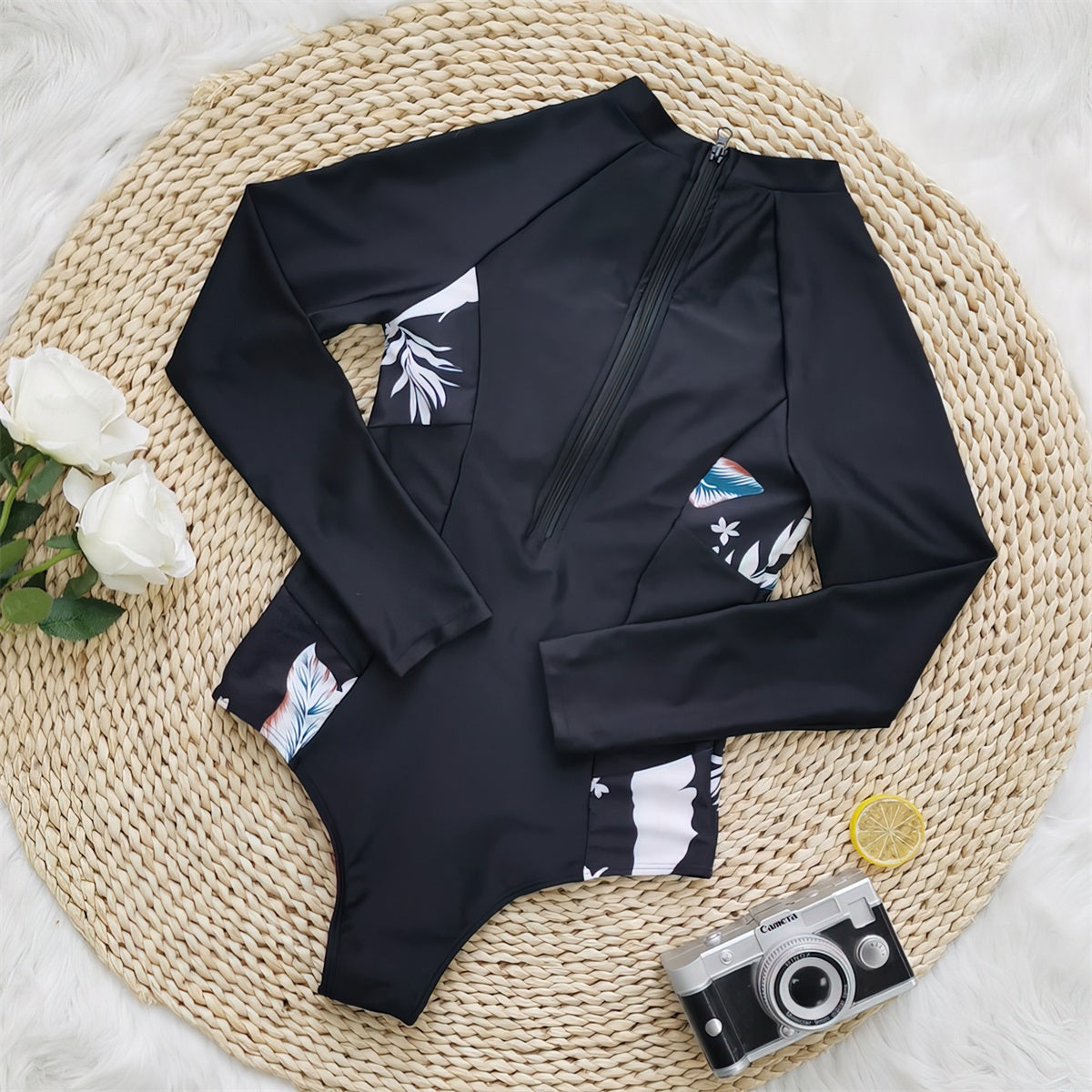 Womens Long Sleeve Bathing Suit One Piece Back Zipper BelaWave Womens Long Sleeve Bathing Suit One Piece Back Zipper BelaWave